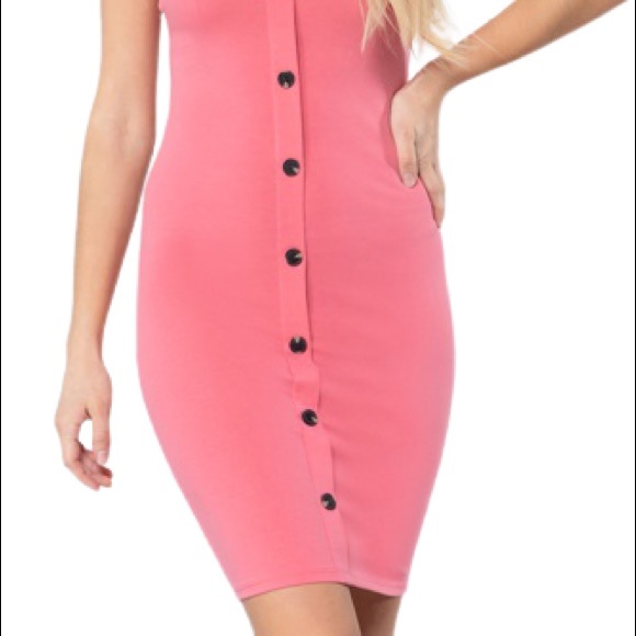 Women’s Pink Tube Off Shoulder Button Summer - Picture 3 of 3